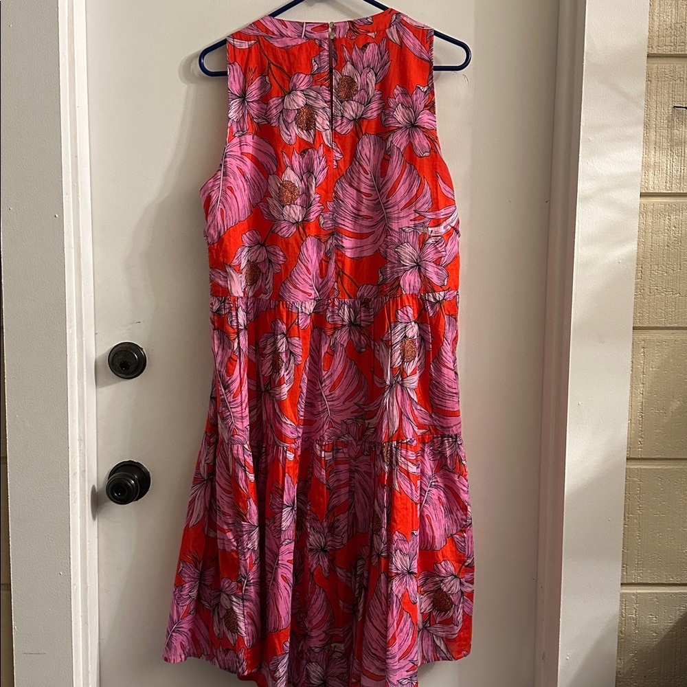 Tommy Hilfiger Gustavia Printed Tiered Sleeveless Dress red pink 12 NEW - Picture 6 of 7